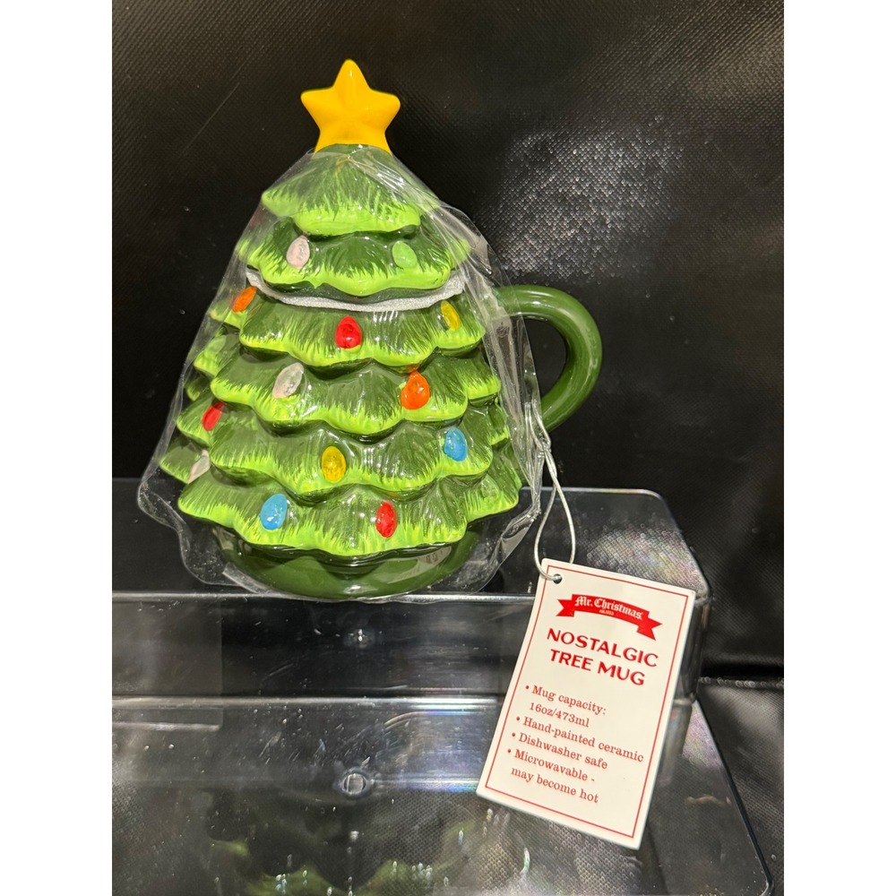 Mr Christmas Nostalgic Tree Mug Hand Painted Ceramic 16oz Christmas Holiday Gift